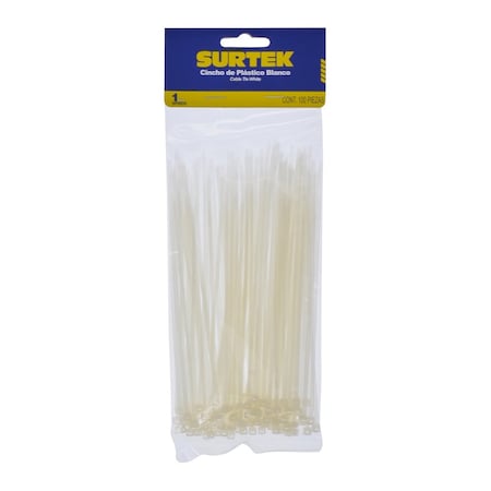 Surtek Cable Tie, 6-1/2 in L, Natural, Plastic, 18 lb Strength 114202